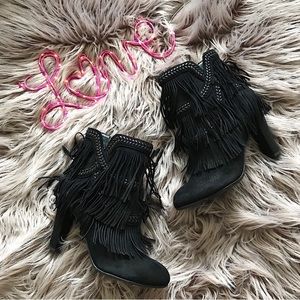 Sam Edelman Shoes - Sam Edelman black suede leather boots with fringe Sam Edelman Shoes - Sam Edelman black suede leather boots with fringe